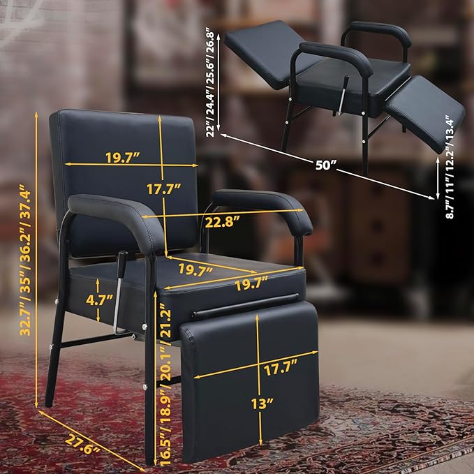 Reclining Shampoo Chairs Adjustable Height Shampoo Chairs for Salon Barber Chair Hair Stylist Chair Recline Salon Chair Spa Beauty Equipment for Hair Stylists, Tattoo Artists, Cosmetologists