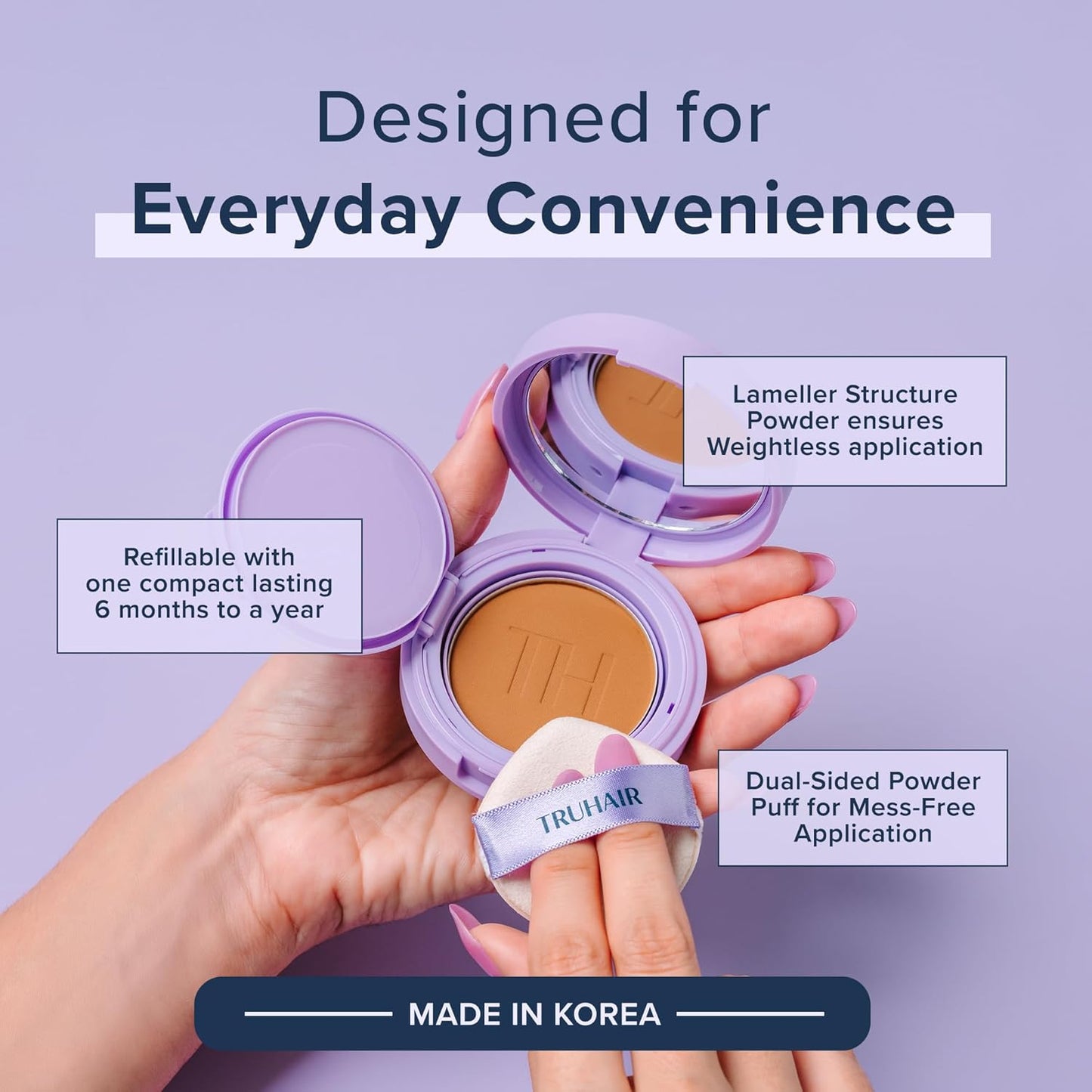 TRUHAIR Root & Scalp Cover Up Pressed Powder Compact Refill, Waterproof, Weightless Hair Coverage & Bald Spot Concealing, Root Touch Up Hair Color for Gray Coverage & Thinning Areas, 0.35 Oz (Black)