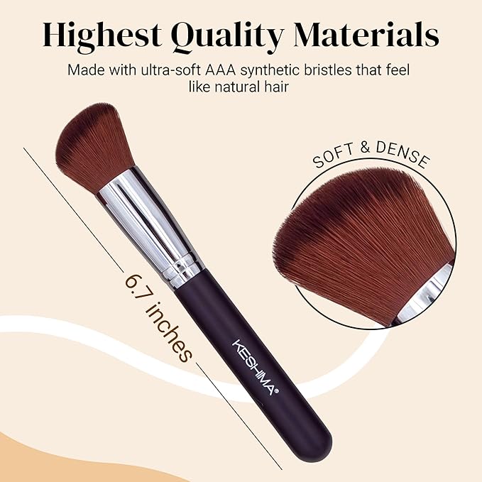 Liquid Blush Brush by Keshima - Dense yet Soft Synthetic Face Makeup Brush for Liquid & Cream Blush, Contour & Bronzer - Blending & Buffing to an Airbrush Finish
