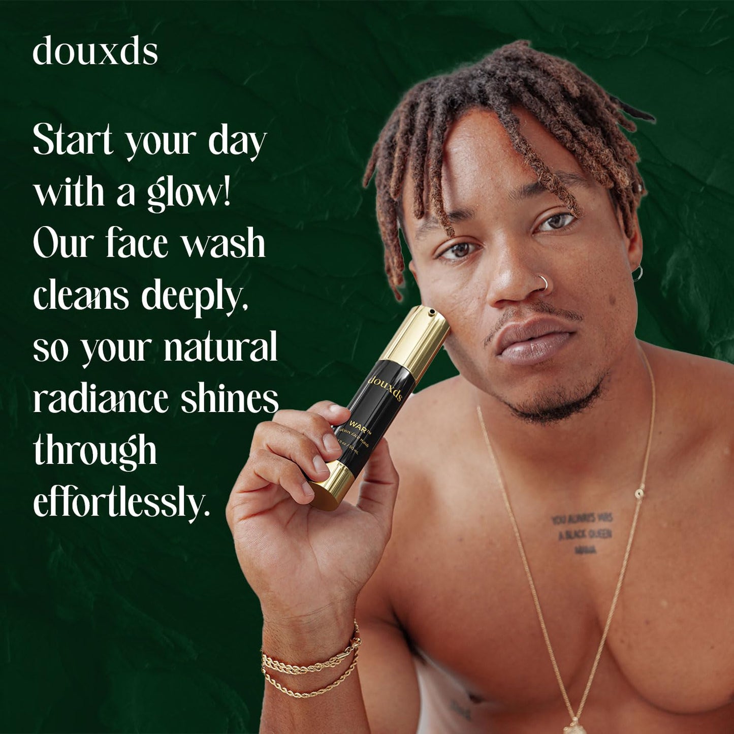 douxds WAR™ Detox Face Wash, Pore Cleaner Aloe Vera, Natural Skin Care Charcoal Face Wash, Men's Skin Care, Acne Treatment For Face, Ingrown Hair, 50 ml