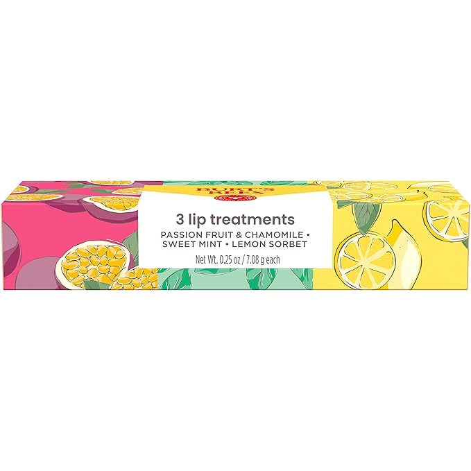 Burt's Bees Lip Mask Set- Overnight Intensive Treatment Revives & Nourishes for All Day Hydration, Passion Fruit & Chamomile, Sweet Mint & Lemon Sorbet