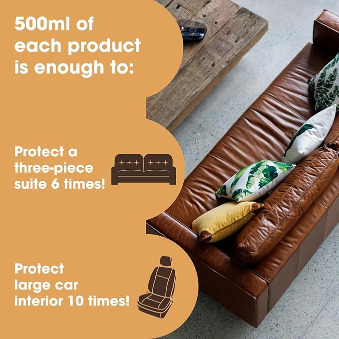 Furniture Clinic Leather Protection Cream | 2-in-1 Leather Conditioner & Waterproofing Protector for Furniture, Shoes, Car Seats & More | Prevent Stains while Nourishing | 17oz/ 500ml