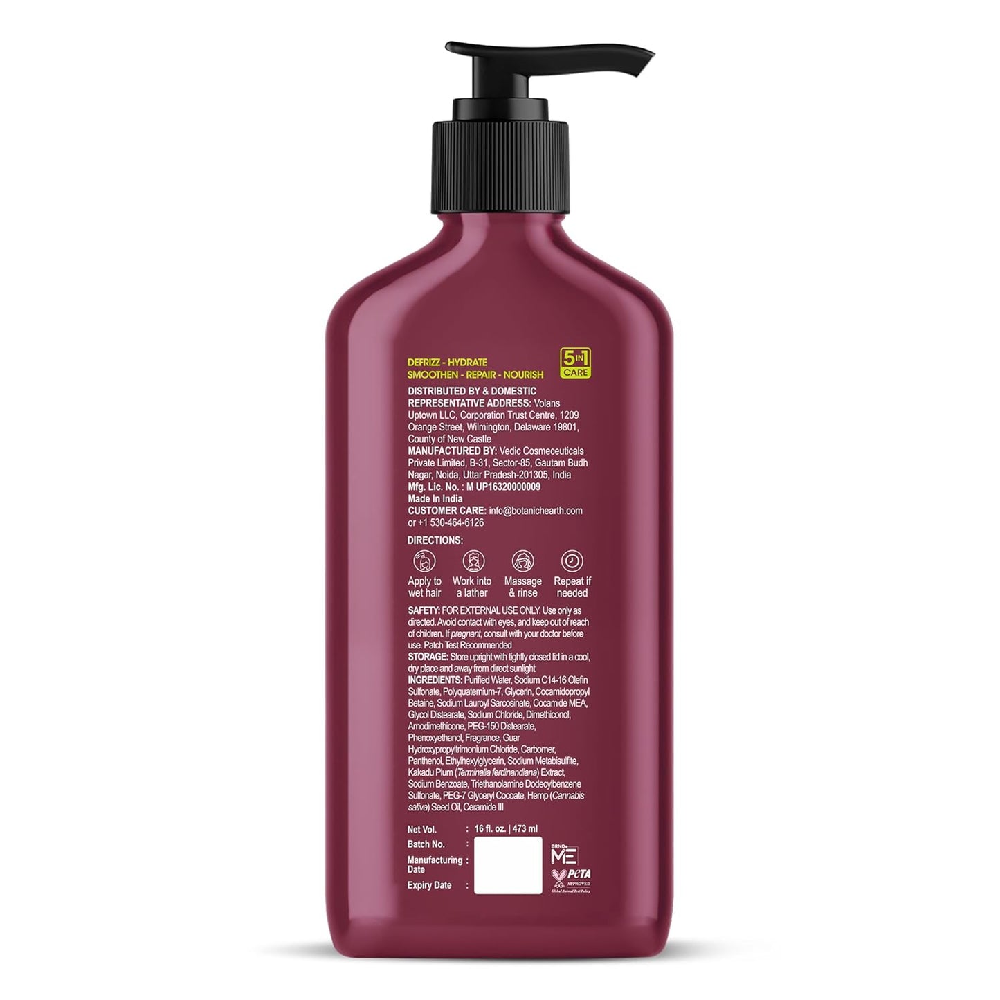 Botanic Hearth Kakadu Plum Shampoo Infused With Hemp Seed Extracts & Ceramide | Clarifying Shampoo To Defrizz, Hydrate & Strengthen Hair | Paraben & Sulfate Free | For All Hair Types, 16 Fl Oz
