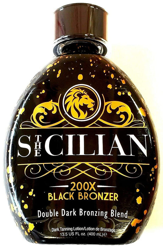 The Sicilian 200X Dark Black Bronzer Tanning Lotion - BEST for Glowing Skin - Gradual Bronzing & Sunless Self Tanner Lotion - Luxurious Sunless Body Tanning Lotion Nourishes Skin
