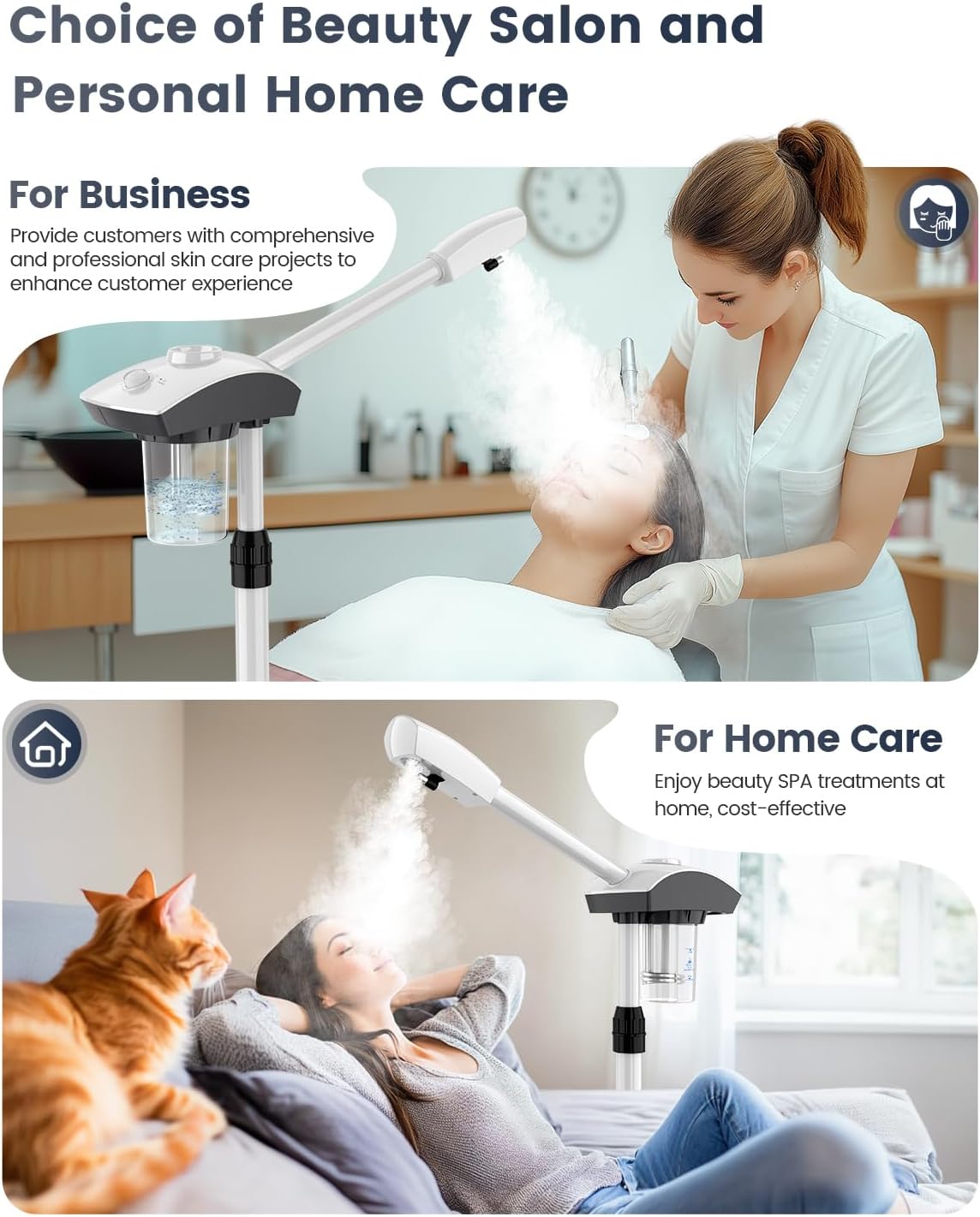 Kingsteam Professional Ozone Nano-Ionic Facial Steamer | Deep Cleansing Hydrating | Salon Home Spa Face Steamer | Pore Cleanser | 60-Min Timer | 360° Swivel | Esthetician Favorite Tool,White