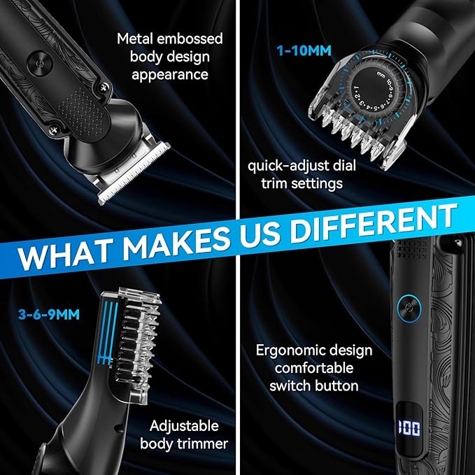 Ufree Beard Trimmer for Men, IPX7 Waterproof Electric Shaver Razor, Hair Trimmer for Nose, Body, Face and Mustache, Cordless Hair Clipper Grooming Kit, Gifts for Men