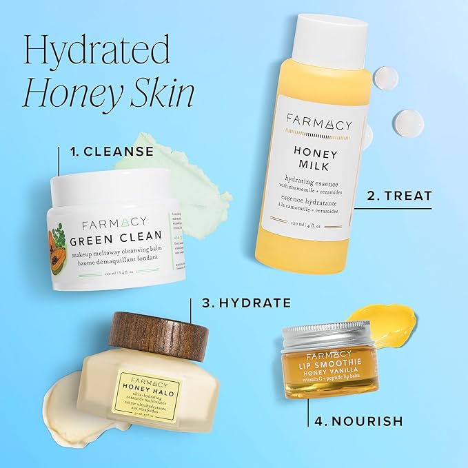 Farmacy Ceramide Face Moisturizer - Honey Halo Ultra Hydrating Facial Moisturizer with Buckwheat Honey + Ceramides - Helps Restore Barrier + Replenish Dryness - Plumping Skin Care for Dry Skin (9ml)