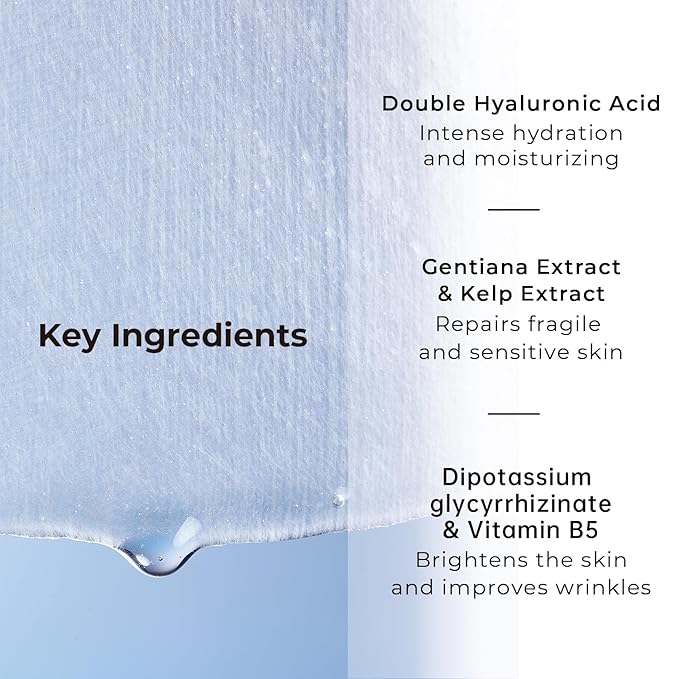 +WIS+ Hyaluronic Acid Face Mask 24 EA with Hyaluronic Acid Serum and Vitamin B5, Facial Mask for Dry Skin, Anti-Aging Mask to Plump and Repair Dehydrated Skin, Safe on Sensitive Skin,gifts for women