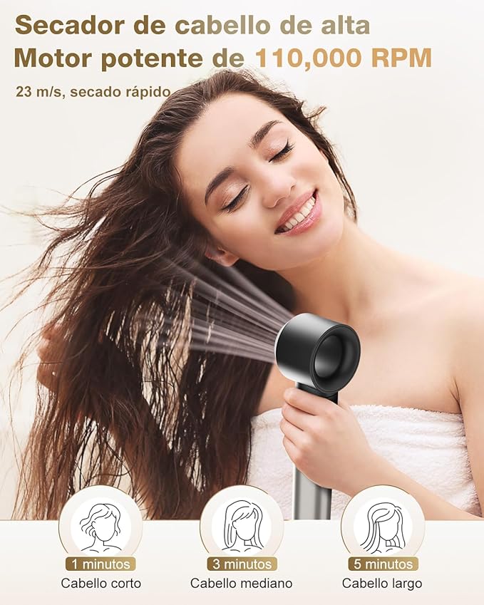 7MAGIC Hair Dryer Brush & 6 in 1 Hair Styler, Silver, 110 Volts, 1200 Watts, Ionic Technology, Fast Drying, Multi Styler for Straight, Wavy, Curly, and Coily Hair