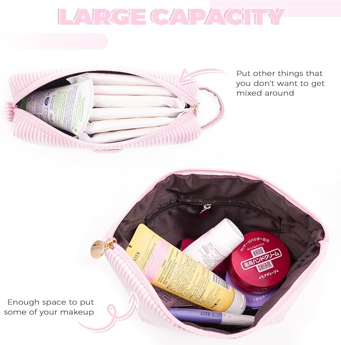 Valentines Day Birthday Gift Idea - Preppy Makeup Bag for Women Her - Personalized Cute Makeup Pouch for Girlfriend Bridesmaid Wife Mom | Travel Cosmetic Bag - Pink,C