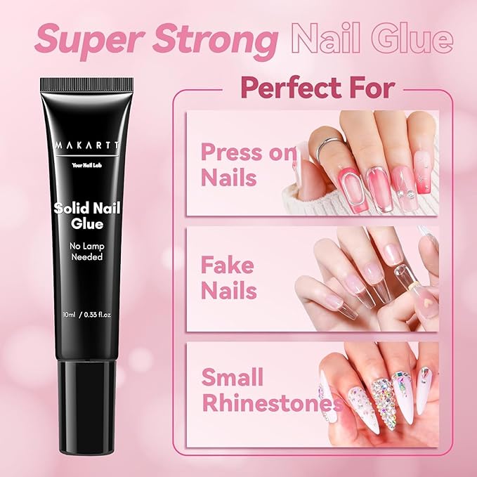 Makartt Hema-Free Semi Solid Nail Glue for Press On Nails, No Lamp Needed Soft Acrylic Gel Nail Tips Fake Nails, Easy to Control Nail Glue Gels for Nail Art DIY Home Manicure 10ml (10ml*2)
