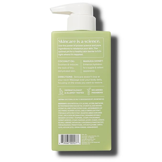 Medix 5.5 Men & Women Coconut Body Lotion + Manuka Honey Cream | Natural Coconut Oil Lotion | Moisturizer Cream Body Butter Skin Care Balm | Stretch Marks, Cellulite, & Dry Skin |15 Fl Oz