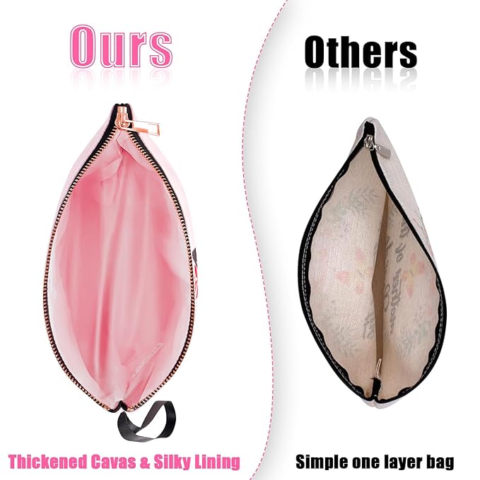 Vavabox A-Z Personalized Makeup Bag, Birthday Gifts for Women Mom, Gifts for Best Friend, Bride Bridesmaid Cosmetic bag (E, Pink)