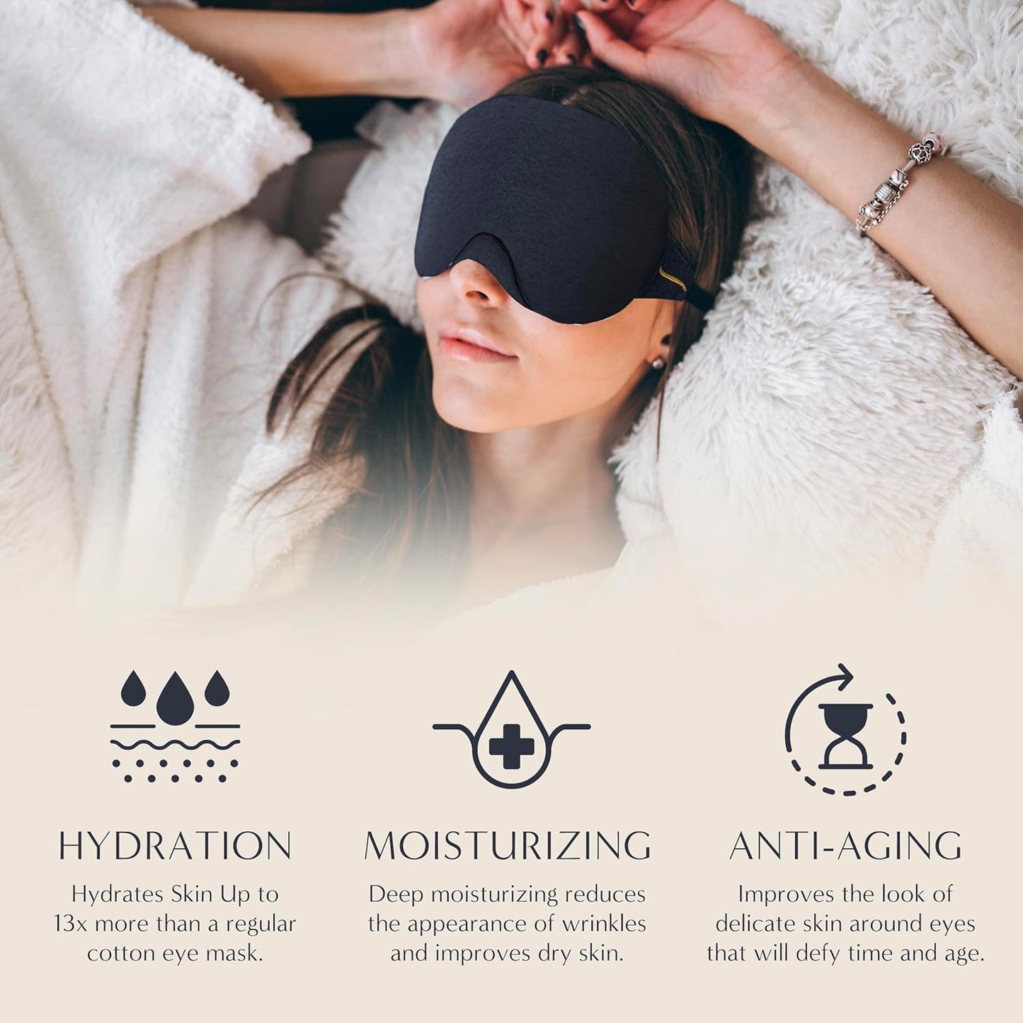 SOMÉ Collagen Eye Mask for Sleeping, Luxurious Adjustable Sleep Mask for Women with Puffy Eyes, Dark Circles & Wrinkles, Collagen Infused Sleeping Mask for Wearable Hydration and Anti-Aging