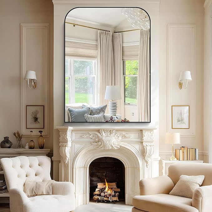 Bathroom Mirror, 36x48 inch Large Black Rectangle Wall Mounted Mirror with Thin Frame, Bathroom Vanity Mirrors for Over Sink, Entryway, Living Room, Bedroom