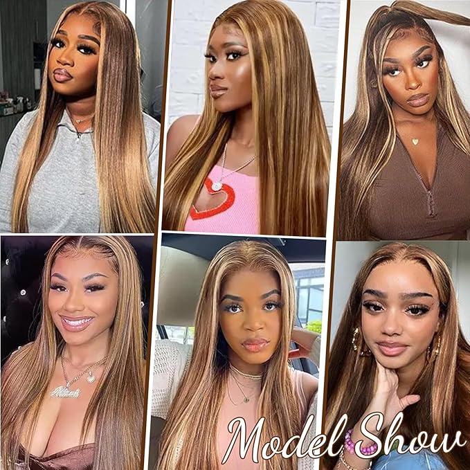 P4/27 Highlight Brown Human Hair Bundles 16A Raw Straight Bundles Human Hair,Triple Lifespan,Burmese Virgin Remy Hair Extensions,No Tangle Shedding (P4/27 Highlight Bundles, 22 24 26 Inch)
