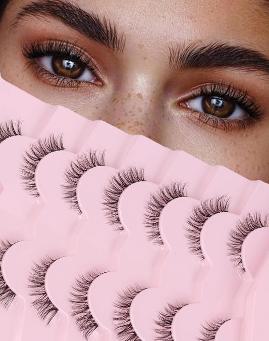Wispy Lashes Natural Look Fake Eyelashes Natural Lashes False Eyelashes Wispy Fake Lashes Natural Eyelashes Clear Band Lashes UP20