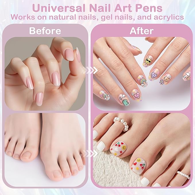 12 Colors Nail Art Pens Set: Fine Tip 0.5mm Quick-Dry Nail Art Markers for DIY Nail Designs & Nail Painting, Ideal Gift for Women & Girls, Great for Home Salon & Beginners