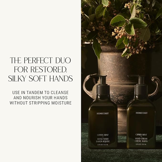 Homecourt Hand Cream, Non-Greasy Moisturizer for Hydrated, Nourished & Soft Hands, Dermatologist Tested, Clean Formula, Cipres Mint, 12 fl oz