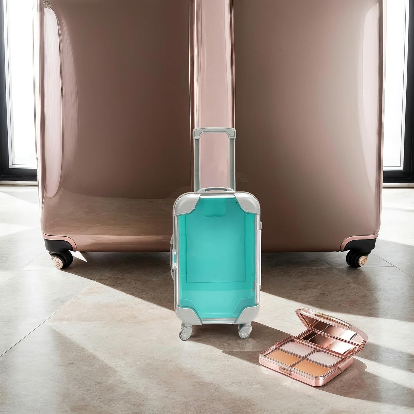 False Eyelash Storage Box, Portable Travel Organizer Mini Luggage False Eyelash Tray Makeup Tool (GREEN)