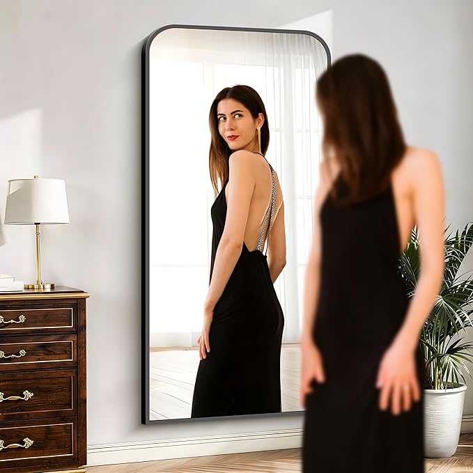 Bathroom Mirror, 30x60 inch Black Rectangle Wall Mounted Mirror with Thin Frame, Large Bathroom Vanity Mirrors for Over Sink, Entryway, Living Room, Bedroom