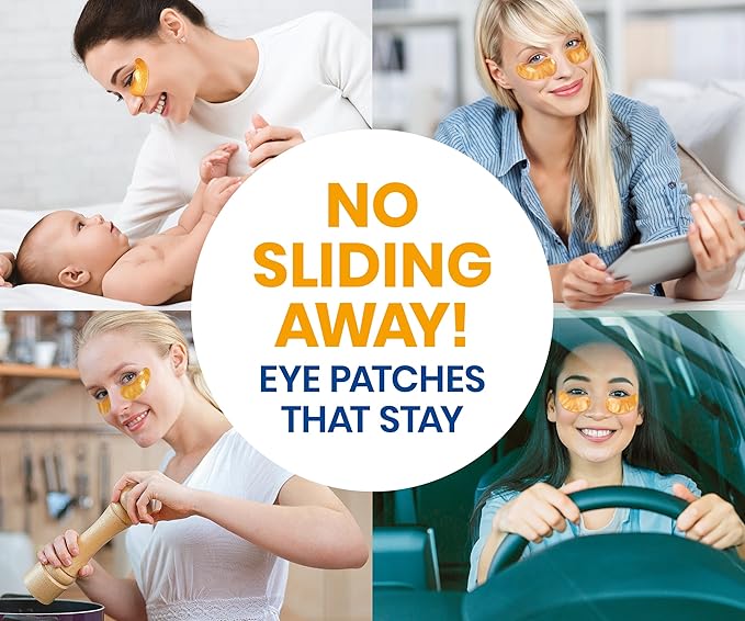 Stylia Under Eye Patches for Puffy Eyes and Dark Circles (20 Pairs) - 24k Gold Under Eye Mask with Vitamin C, Hyaluronic Acid, Pearl Extract - Eye Masks for Dark Circles and Puffiness