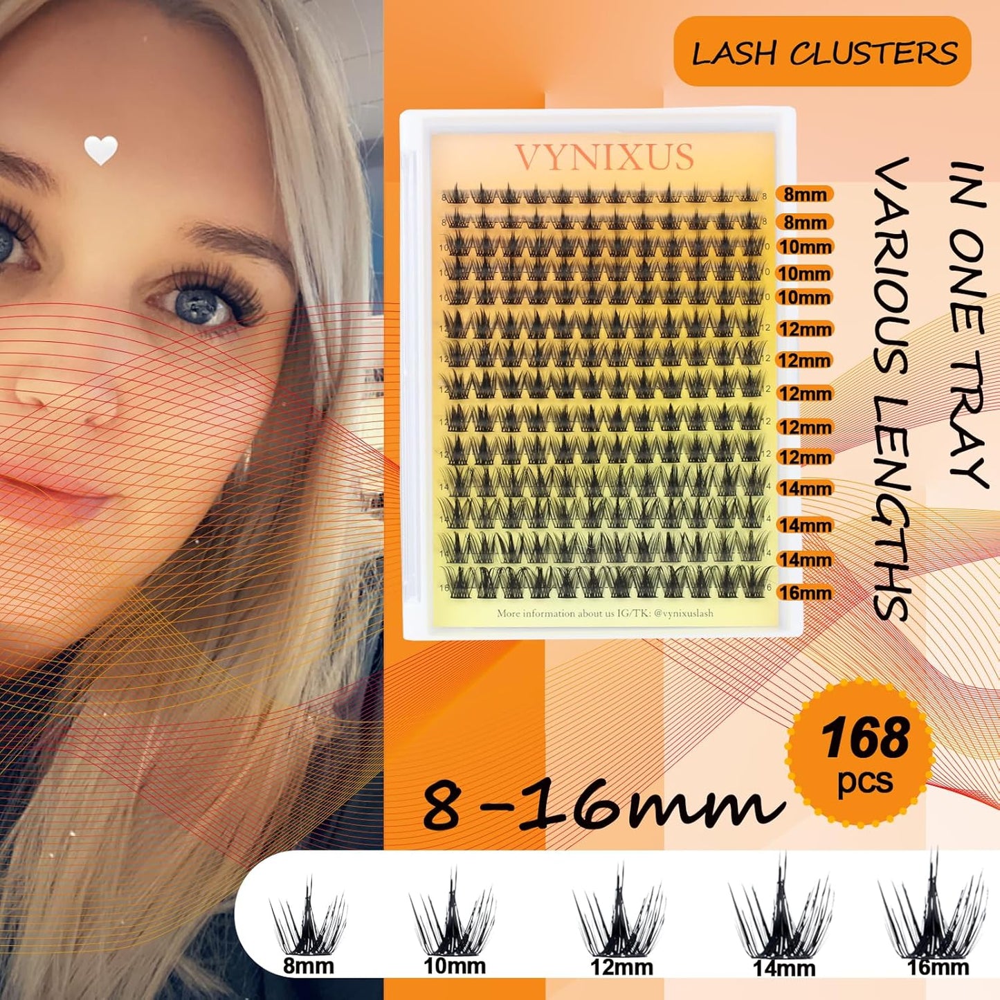 Eyelash Clusters Fluffy Lash Clusters Wispy Individual Lashes WideSpan Cluster Eyelash Extensions Natural Cluster Lashes Ultra-Thin Band (Magic-0.07D-Mix8-16)