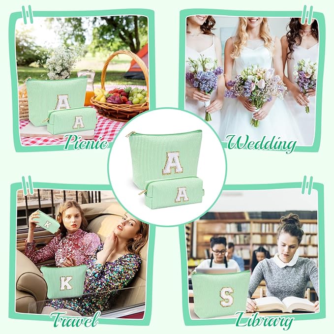 YOOLIFE Cute Makeup Bag for Women Girls - Personalized Teenager Girl Gift Ideas | Initial Make Up Bag | Gifts for Women Friends | Skin Care Bag | Mothers Day Gifts | Tween Girls Trendy Stuff L