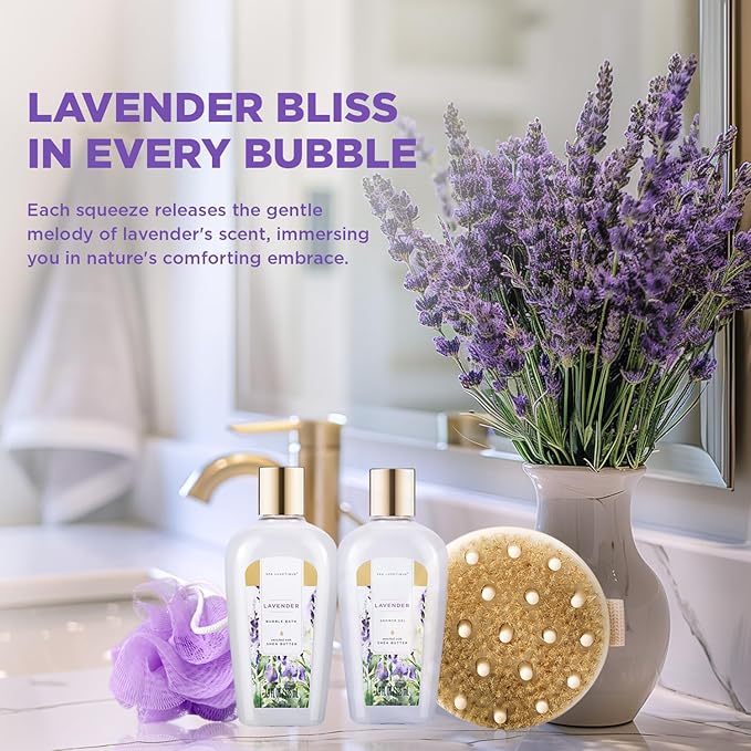Spa Luxetique Gift Baskets for Women 15PCS Lavender Bath and Body Gifts Set Bath Sets for Her Skin Care Sets for Women Anniversary Valentine Gifts for Women Wife Girlfriend