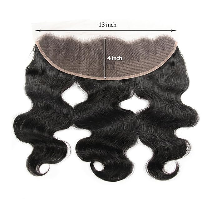 Body Wave Human Hair Bundles with Frontal (10 10 12 12+10Frontal) 12A 4 Bundles Human Hair with Closure 13x4 HD Lace Frontal 100% Unprocessed Brazilian Virgin Hair