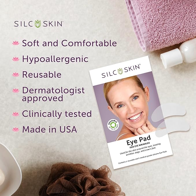 Silc Skin Silicone Eye Pads Reusable Overnight Eye Patches, Medical Grade Silicone For Fine Lines And Puffiness, Eye Mask Holiday Beauty Gift For Her, 20 Day Supply