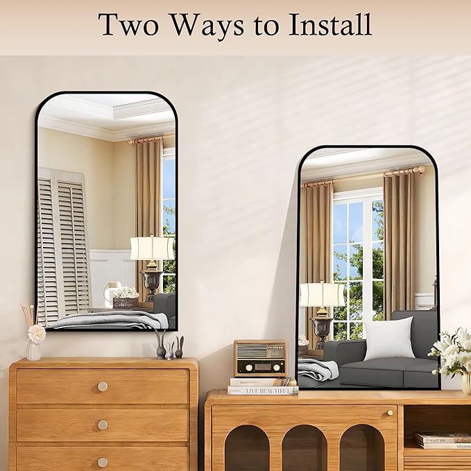 Bathroom Mirror, 18x30 inch Black Rectangle Wall Mounted Mirror with Thin Frame, Bathroom Vanity Mirrors for Over Sink, Entryway, Living Room, Bedroom