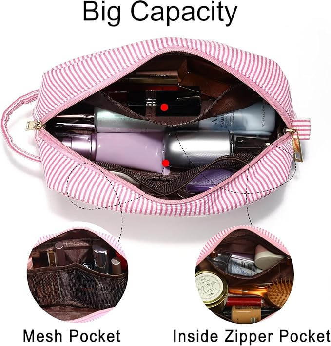 YOOLIFE Gifts for Women Teen Girls Kids - Initial Makeup Bag Cosmetic Bag Toiletry Pouch, Personalized Birthday Gifts for Women Girls Mom Daughter Sister Friends, Pink M