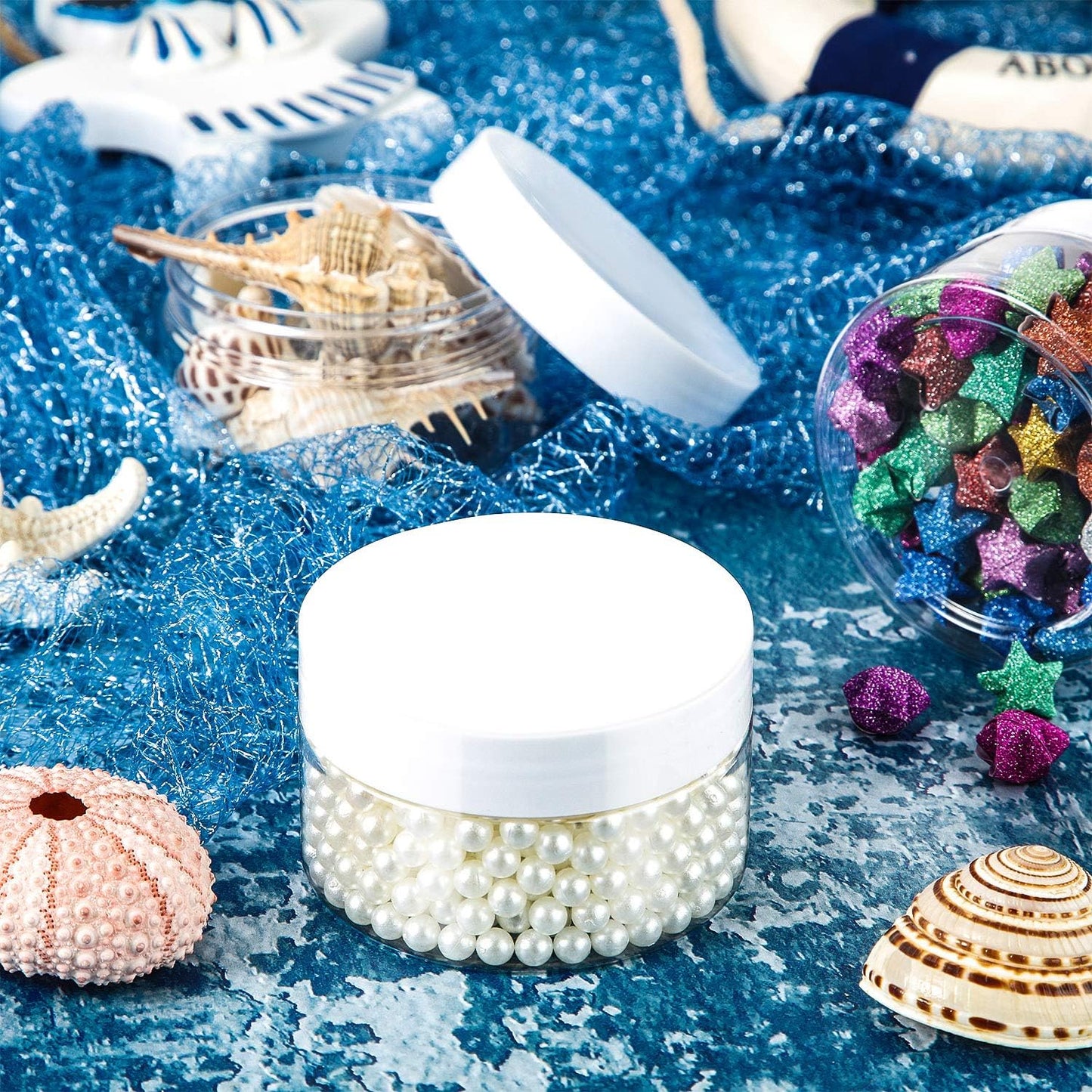 SATINIOR 36 Pieces 1.5 oz Plastic Jars with Lids Wide Mouth Airtight Reusable Container Acrylic Cosmetic Small Jars for Lotions Ointments Travel Toiletries Creams Make up Storage(White)