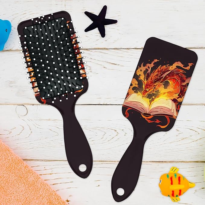 Hair Brush for Boys Girls - Detangler Brush for Wet Dry Thin Straight Curly Detangling Comb - Anti Static Magic Fiery Dragon Detangling Comb for Shiny Hair