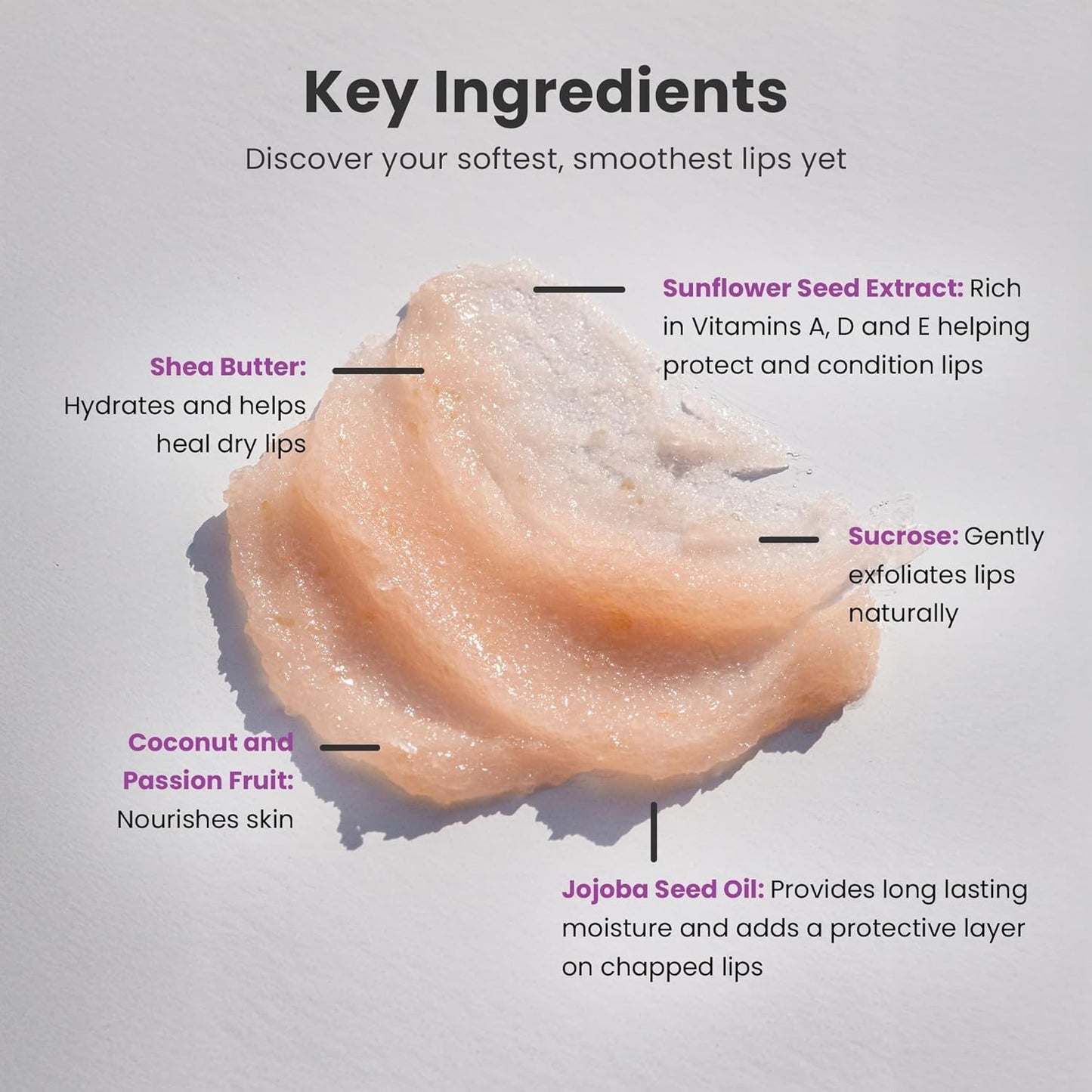 Dermasuri Lip Exfoliator Scrub and Moisturizer, Sugar Scrubs, Overnight Hydration & Softening, Brighten and Soften Dark Lips For Men & Women, Soothing Dryness, Coconut Passion Fruit Flavor 20g/0.7oz