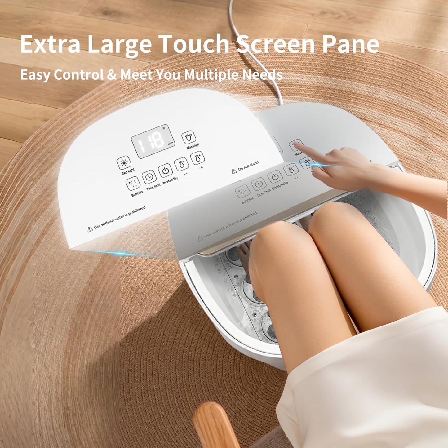 Collapasible Foot Spa Bath Massager with Heat, Pedicure Foot Spa with Bubbles/Timer/Temperature Control, Feet Soak Tub for Home, Office, Relaxation and Stress Relief, Gift for Men and Women (White)