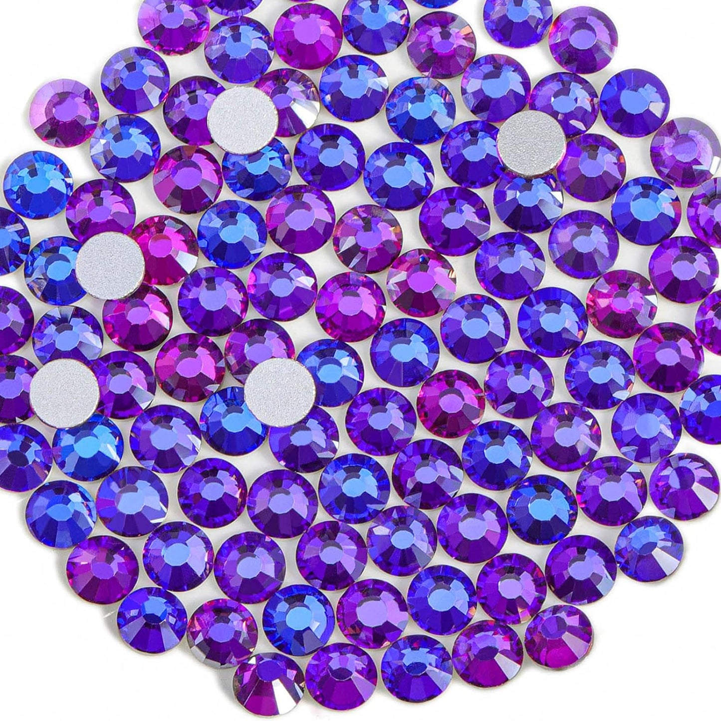 Beadsland 144 Pieces Flat Back Crystal Rhinestones Round Gems, Purple Velvet, SS40, 8.4-8.7mm