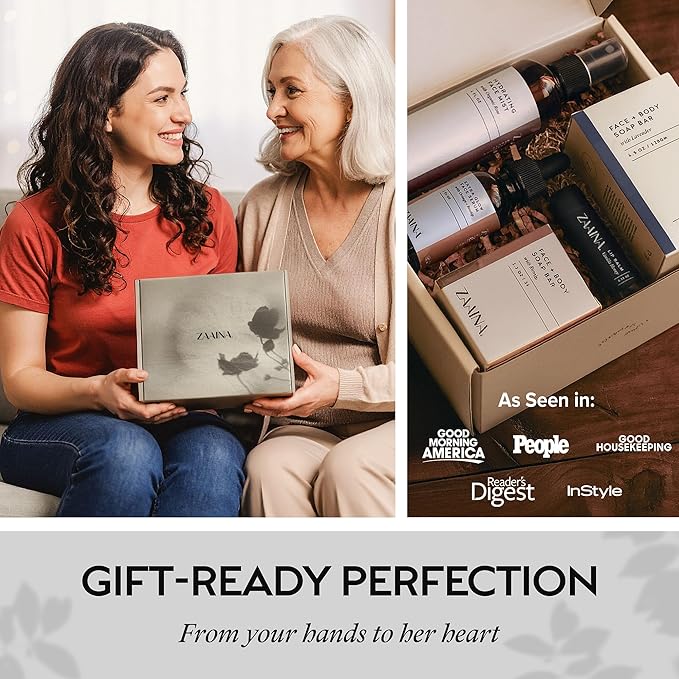 ZAAINA Spa Gifts for Women - Valentines Day Gifts for Her, Relaxaing Spa Gift Basket, Pampering At Home Natural Bath & Body Self Care Spa Package for Mom Wife, Birthday Gifts for Women