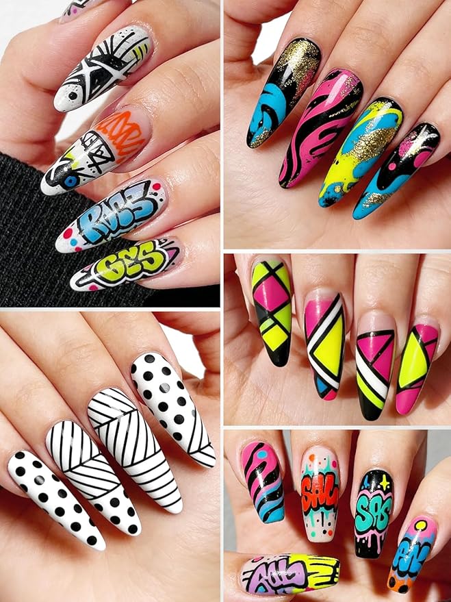 36 Colors Double-Ended Nail Art Marker Pens Set, EBANKU Nail Polish Pen Quick-Dry Fine Tip Nail Pen for Painting Nail, Professional Nail Point Dotting Liner Drawing Pen for DIY Salon Home Manicure