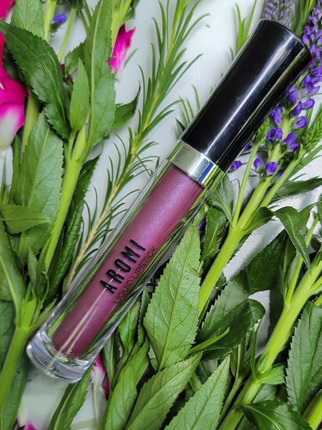 Aromi Metallic Liquid Lipstick | Long-lasting Lip Color for Women with Shimmery Finish, Dark Purple Shade, Waterproof, Vegan (Vulgar Violet)