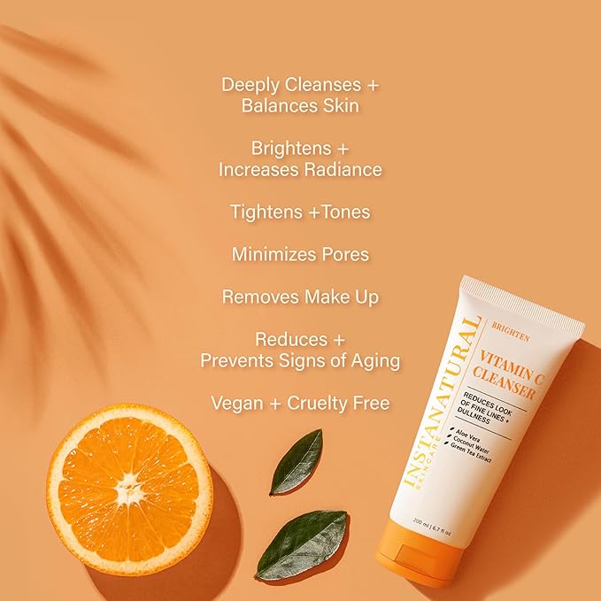 InstaNatural Vitamin C Fan Favorites Cleanser and Moisturizer Kit, Brightens, Reduces the Look of Fine Lines and Uneven Texture, with Aloe Vera and Botanical Extracts
