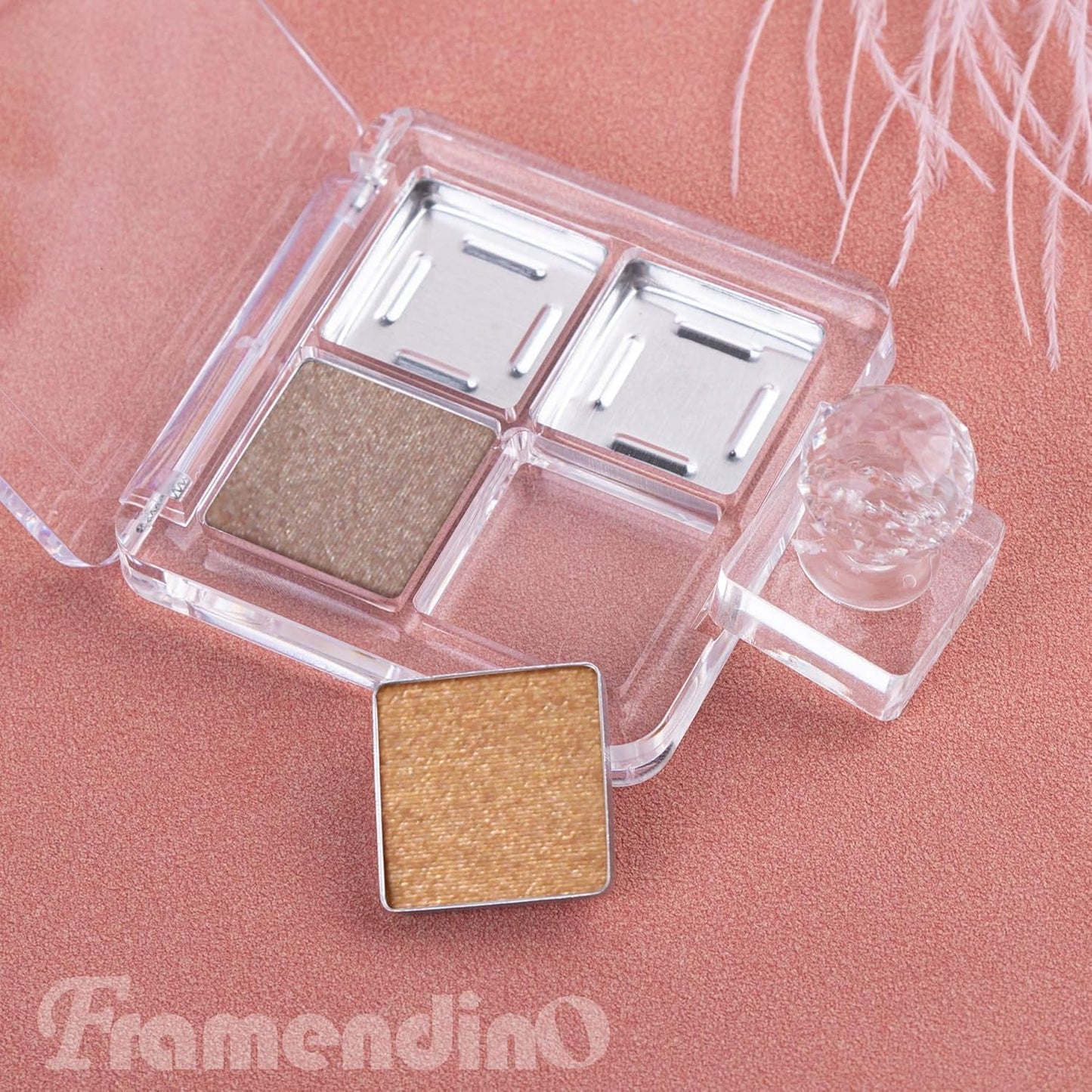 Framendino, 4 Sets Acrylic Empty Eye Shadow Pallet 4 Grids Eye Shadow Storage Case with Acrylic Seal for DIY Craft