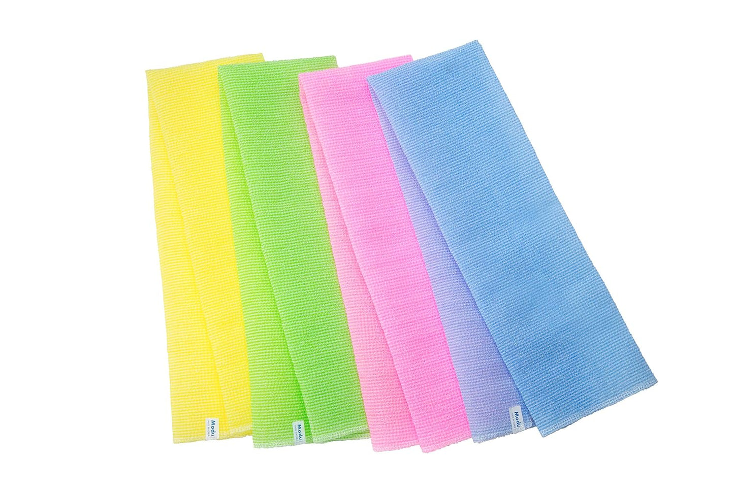 Modu 4 PCS Long Exfoliating Washcloth - African Bath Net Sponge Loofah Japanese Washcloth Body & Back Scrubber for Shower, Deep Cleansing (Pink, Sky Blue, Yellow, Green)