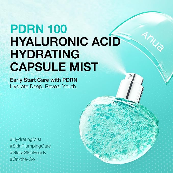 ANUA PDRN Collagen Glow Facial Serum Spray, Hydrating Face Mist, Hyaluronic Acid, dewy Glass Finish, All Skin Types, Instant Plumping Hydration, Firming Care, Korean Skincare, 1.01 fl oz