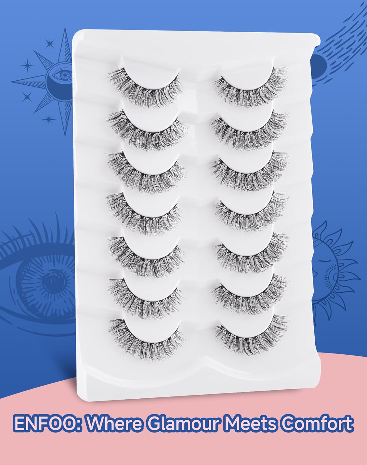 Lashes Wispy Natural Like Russian Eyelashes Everyday Flared Strip Eyelas Doll False Eyelash 7 Pairs F01