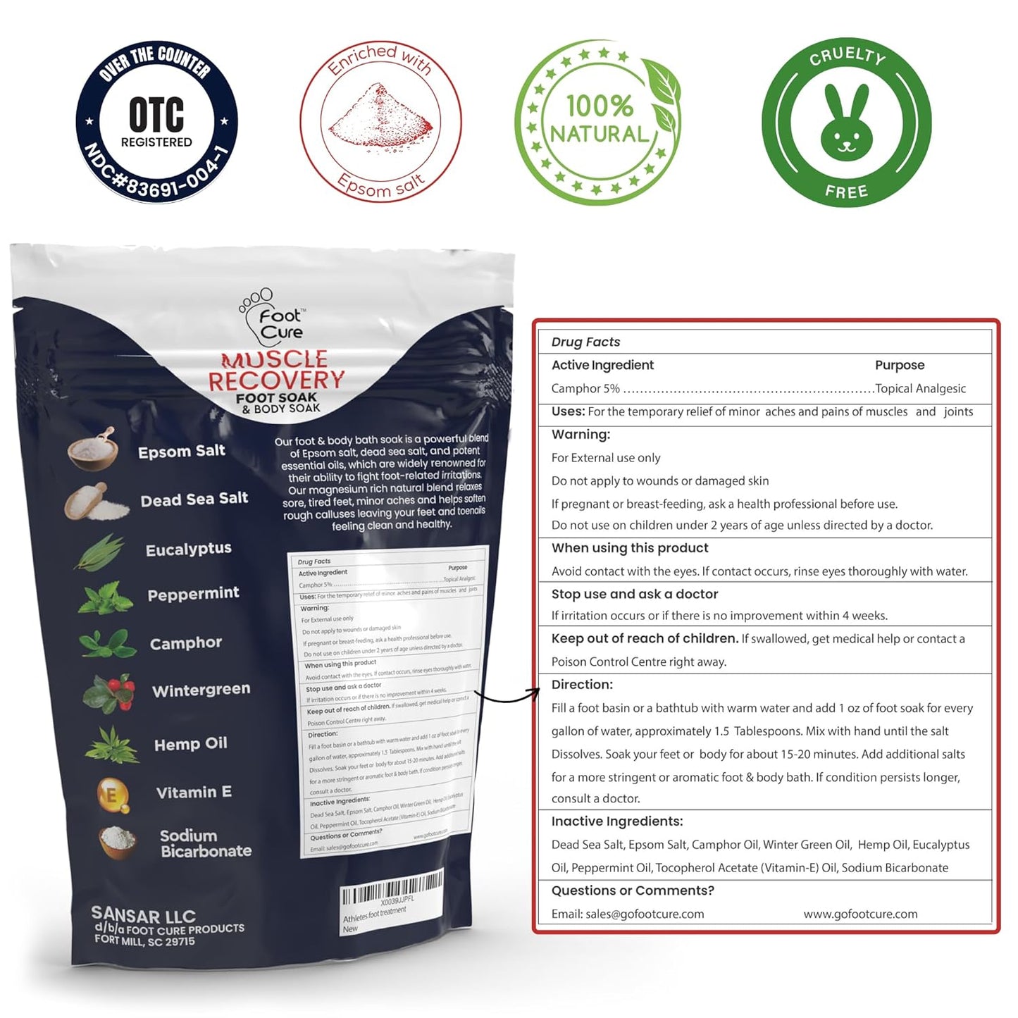 Muscle Care Foot Soak with Epsom Salts – Refreshing Blend for Relaxation & Foot Care – Helps Soften Skin – Soothes Tired Feet, Invigorating Scent, Spa Pedicure – Made in USA – 16oz (Pack of 2)