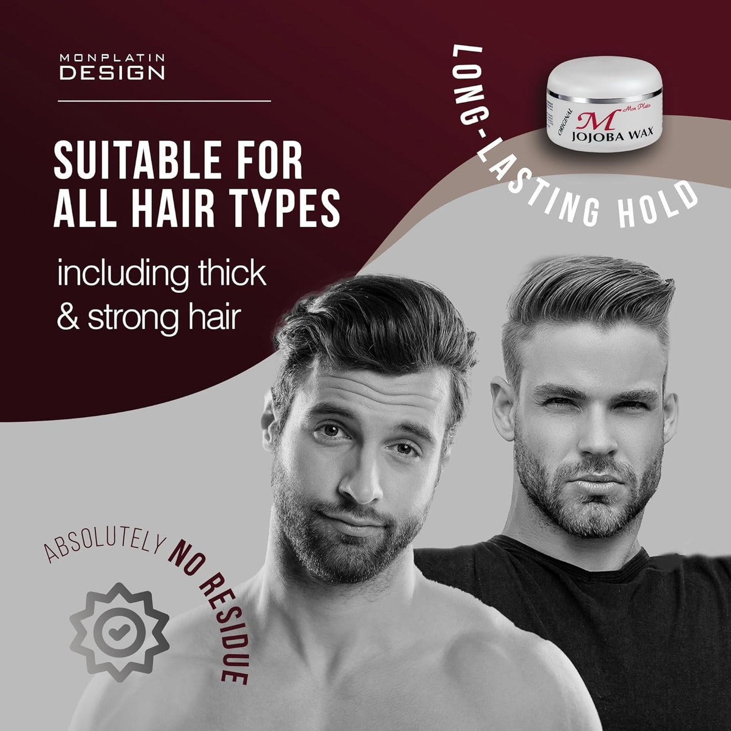 Mon Platin Professional Hair Wax - 150 ml Moisturizing Grooming Wax for Men's Wet and Shiny Look Styling with Jojoba Oil Essence and Pure Water for Scalp Enrichment
