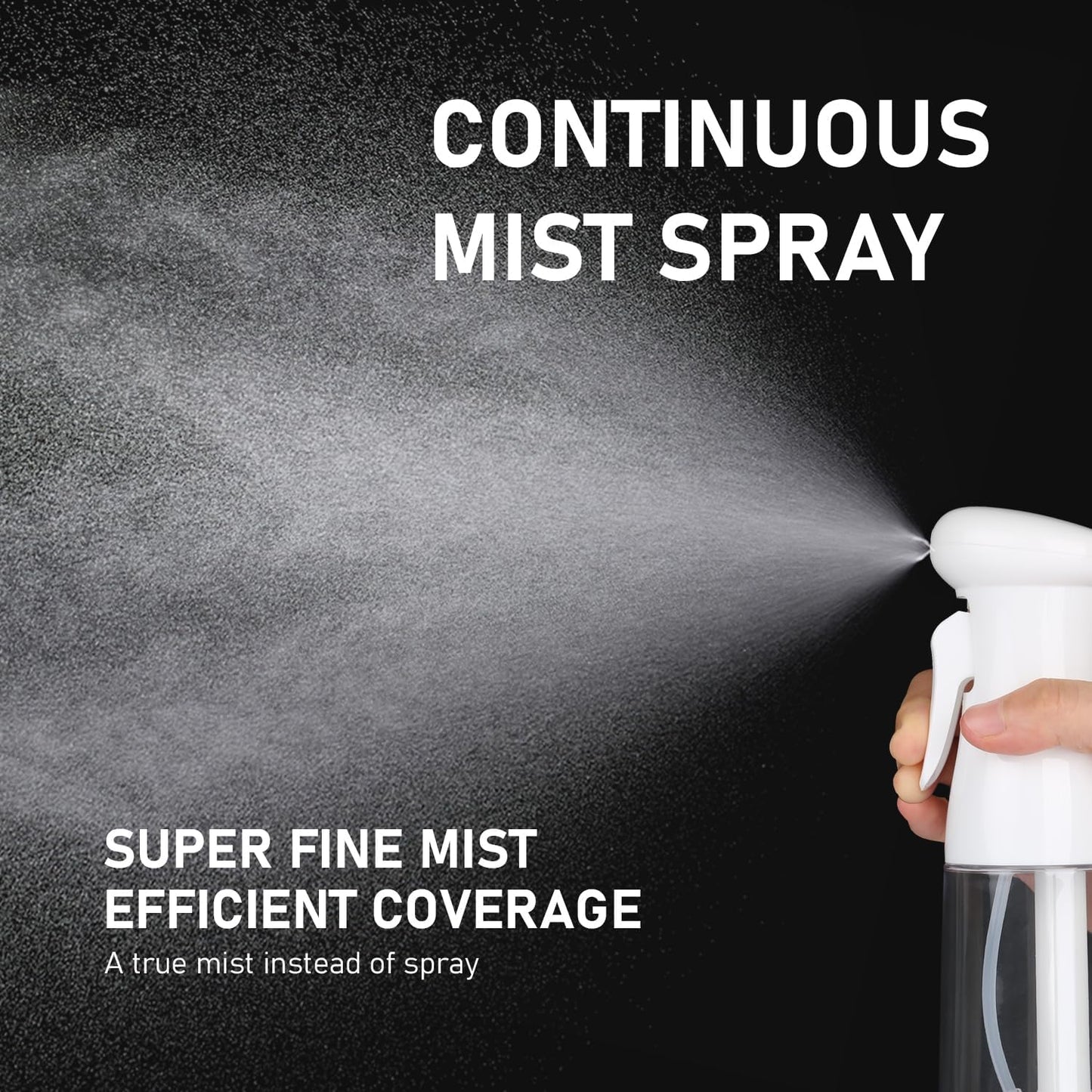 Spray Bottle For Hair, Continuous Mister Empty Spray Bottles, Ultra Fine Mist Water Sprayer for Hairstyling, Cleaning, Plants, Pets, Barbers, Salons, Essential Oil Scents - 2 Pack 6.8 OZ