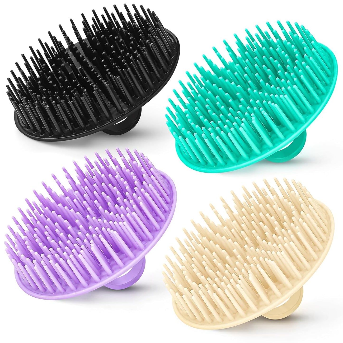 4Pack Hair Scalp Exfoliator Brush Dandruff Cleaning brush, Flexible Scalp Massager, Shower Shampoo Brush for Home, Office, Travel and Pets-BBTL